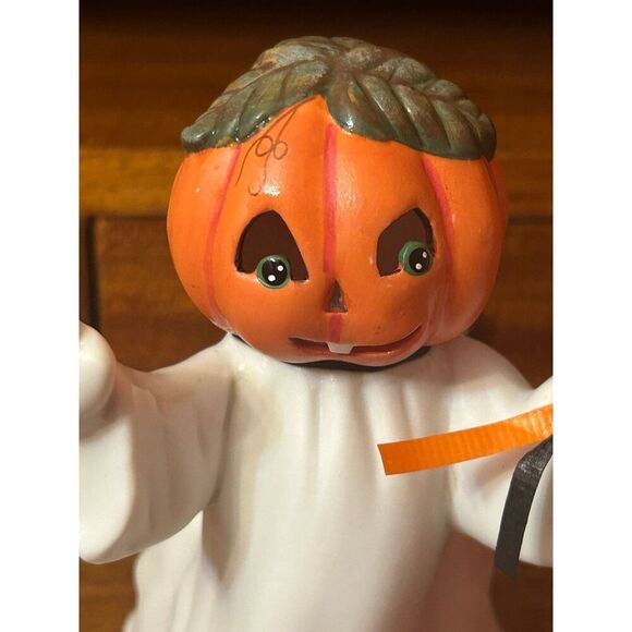 Vtg 1995 New Holland Pumpkin Faced Ghost Planter Candle  Holder Ceramic - Picture 4 of 12